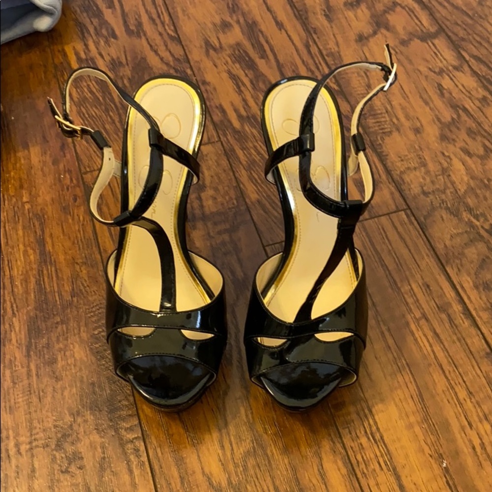 Jessica Simpson black platforms